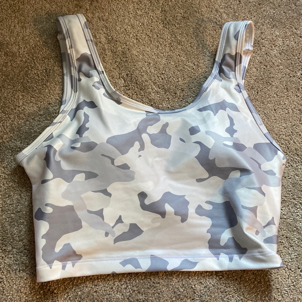 White & Gray Camo Crop Top